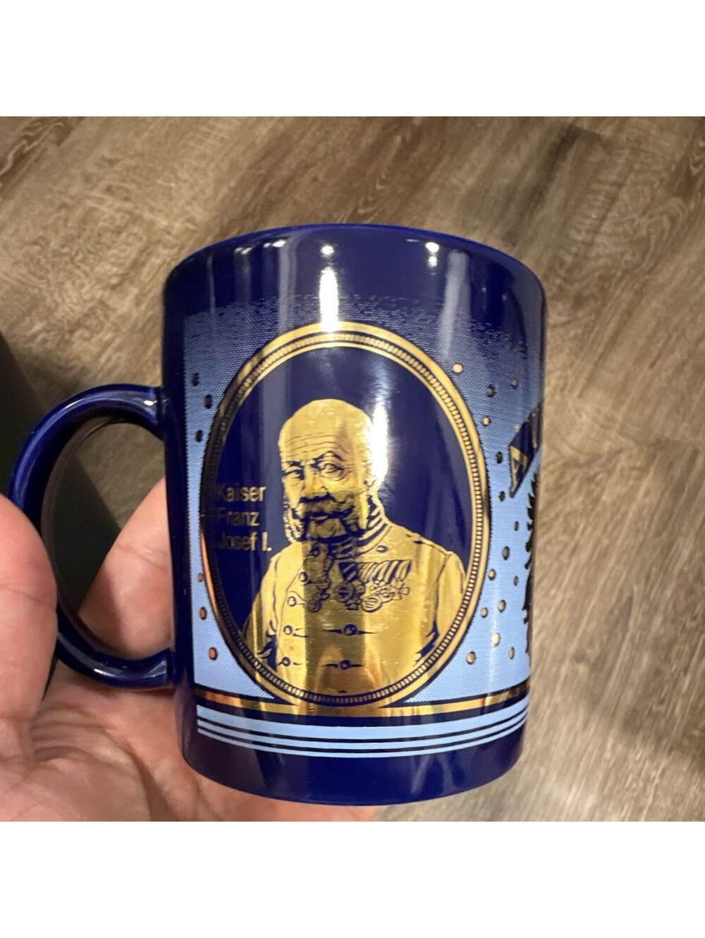Böckling Austria "Kaiserin Sisi" Empress Elisabeth Cobalt Blue Gold Souvenir Mug